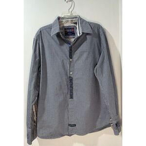 English Laundry hand sewn mens embroidered flip cuff button shirt Large #35-0888